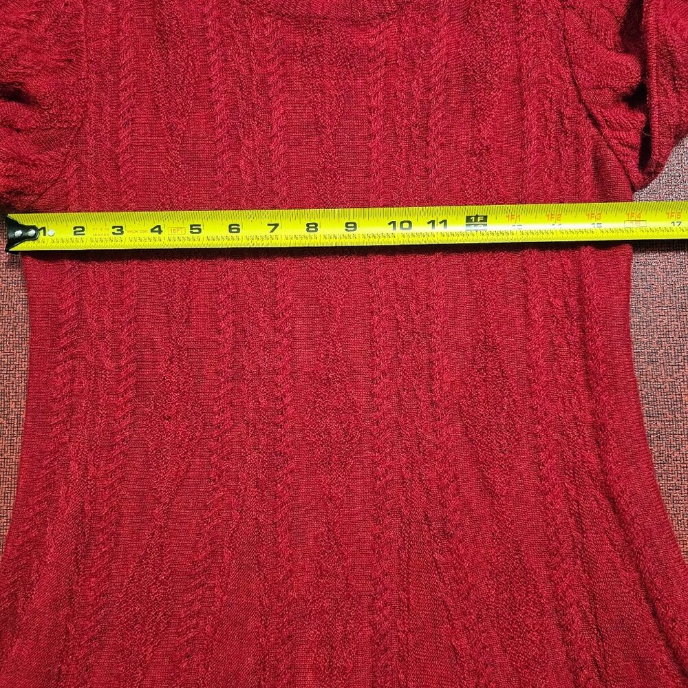 Peruvian‎ Connection Baby Alpaca Cable Knit Tunic Sweater S Red Luxe Lightweight - Picture 9 of 10